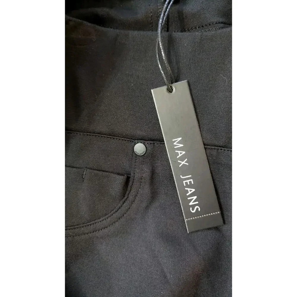 Max Jeans Dress Pants 18W Black Stretch Solid Logo Ponte Knit Back Pockets - Picture 8 of 12